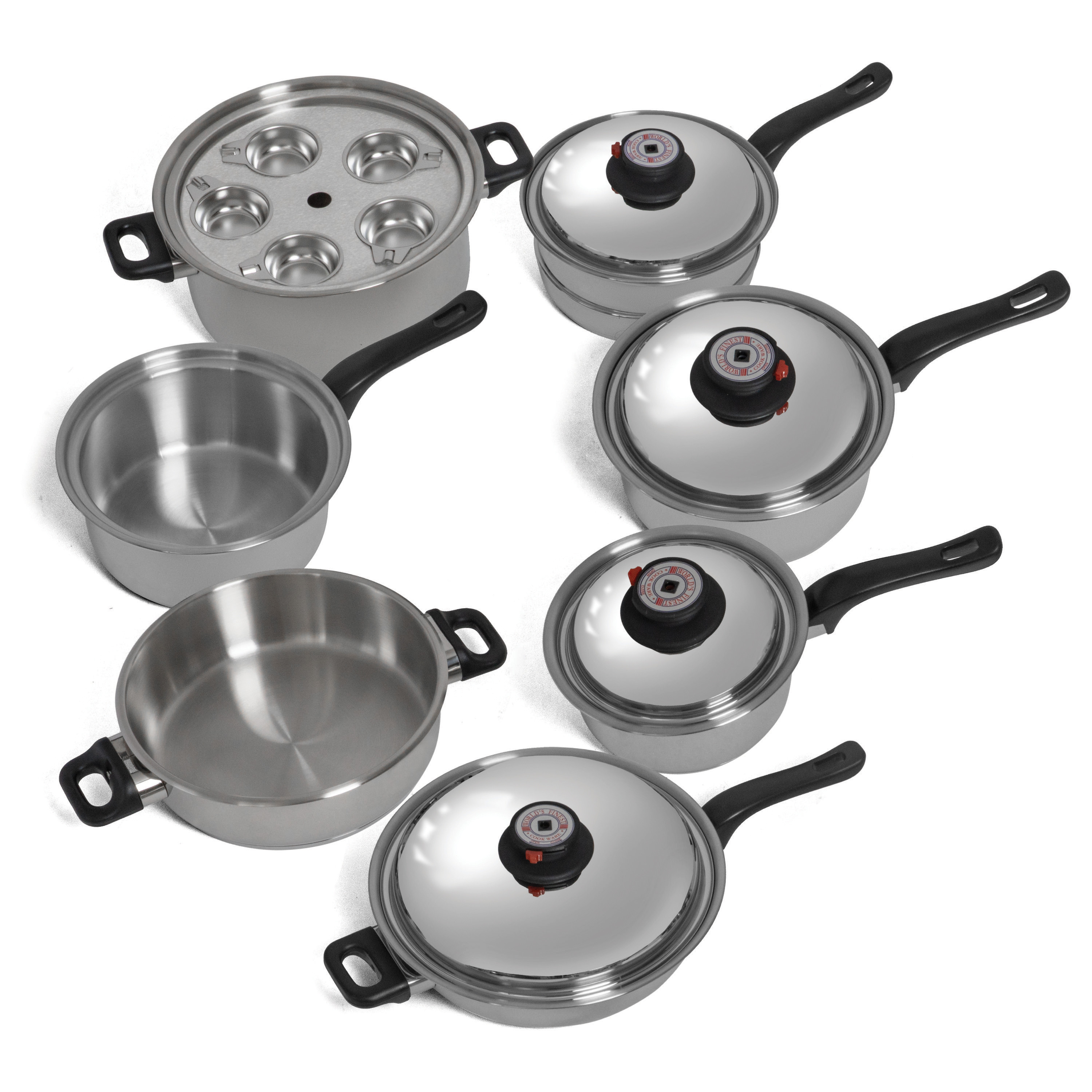 Maxam 9-Element Surgical 17-Piece Cookware Set, Stainless Steel