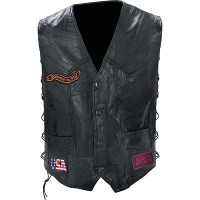Diamond Plate\u2122 Hand-Sewn Pebble Grain Genuine Leather Biker Vest