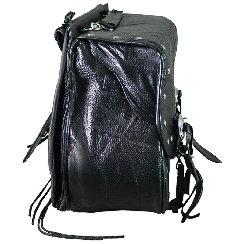 diamond plate buffalo leather saddlebags